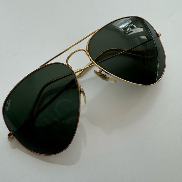 Vintage B&L Ray-Ban Aviator Sunglasses 58mm Gold Frame USA Made G15 Lens Unisex - Picture 1 of 11